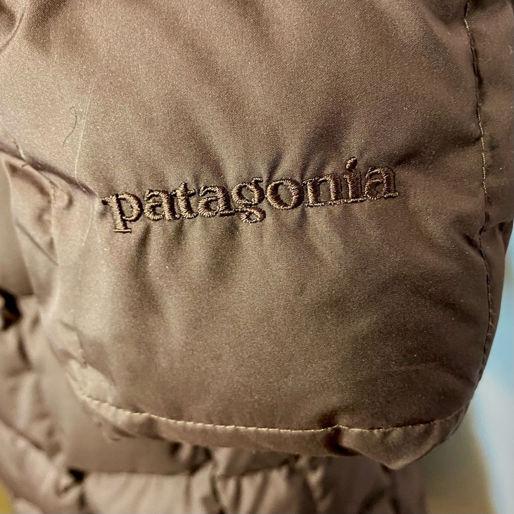 PATAGONIA Down With It Square Quilted Brown Puffer Coat Parka - Picture 4 of 11